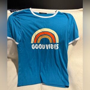 Blue 'Good Vibes' Women's Tee